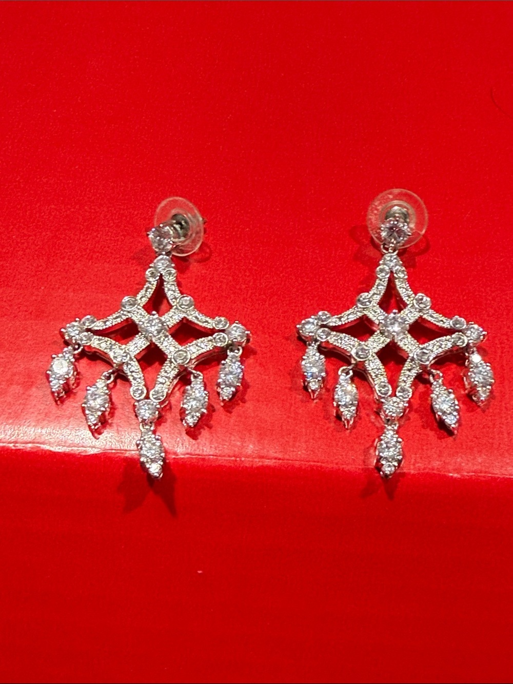 Silver Crystal Chandelier Drop Earrings